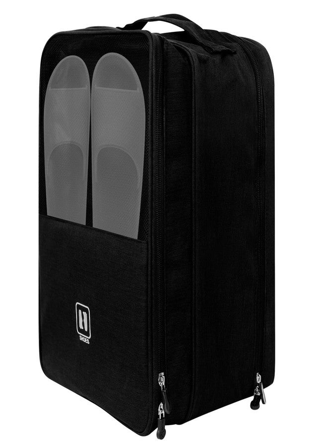 PNEUICALLY Large Shoe Bags for Travel, Holds 3 Pairs of Shoes, Portable Dance Shoe Storage Pouch, Sneaker Storage Bag (Black) - Image 1